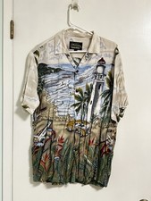 Vintage Hawaiian Reserve Collection Men's L Rayon Lighthouse Surf Aloha Shirt  picture