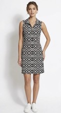 Lulu-B Ladies Black & White  Fleur Print Notch Neck Short Sleeve Dress picture