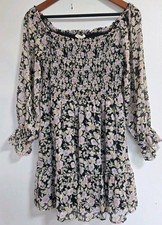 Promesa Dress Womens M Floral Peasant Tiered Maxi Midi Cottagecore Boho Flower picture