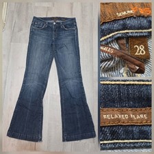 Y2K Fossil Womens 28 Relaxed Flare Denim Jeans Medium Wash Low Rise Hem Blue picture