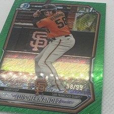 2026 Bowman chrome Luis Hernandez Green Shimmer 1st JERSEY MATCH 58/99 picture