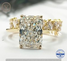 IGI 4.3Ct Radiant EF/VS1 Lab Grown Diamond Engagement Bridal Set 14k Yellow Gold picture