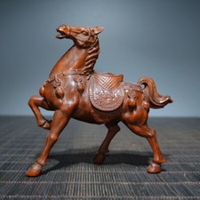 Chinese Vintage Boxwood Carved Horse Statue Collection Sculpture Nice Art Work picture