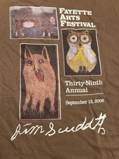 Jim Sudduth Folk Artist Dirt Brown Tee Shirt 2008 Fayette Art Festival New Sz XL picture