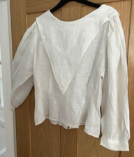 Vintage Designer Anna Cloonan Ivory Pure Linen Top, Hardly Worn Size S picture