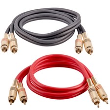 2 Pack of 3 Foot 2-RCA Male to 2-RCA Male Audio Patch Cables - Various Colors picture