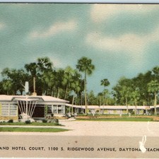 c1940s Daytona Beach, FL Sun 'N Sand Hotel Court Postcard Ridgewood Ave US Hwy 1 picture