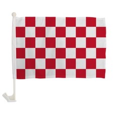 1 Dozen Red & White Checkered Car Flag Single Sided Checkered Car Window Flag picture