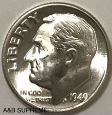 1949 D Roosevelt Dime From OBW Roll Estate CHOICE-GEM Bu Uncirculated 90% Silver picture