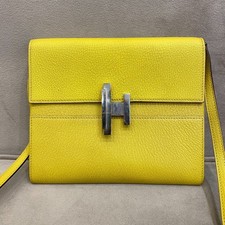 Hermes Cinhetic To Go Shoulder Bag In Yellow Leather Women One Size picture