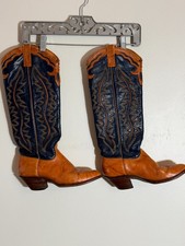 VINTAGE 70'S J CHISHOLM WESTERN COWBOY TEXAS EMBROIDERED TALL  BOOTS 6 picture