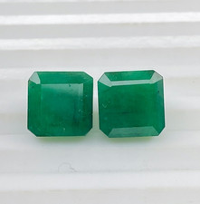 10.99 crt Natural Emerald Square Octagon Pair Certified Loose Gemstone picture
