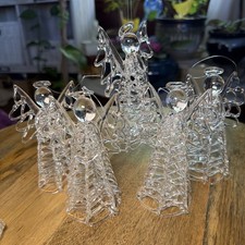 5 Vtg Hand Spun 5” Angel Christmas Tree Ornaments picture