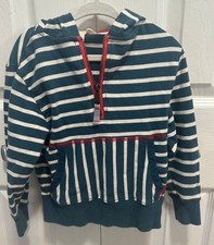 Matilda Jane Hoodie Size 2T Blue White Striped Quarter Zip picture