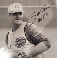 Autographed Pete Rose 15X15 Black And White Photo. Authentication Pete Rose. picture