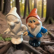 Vintage Seven Dwarves Bashful, Bisque 8”, + 1 Damaged, Displays Well picture