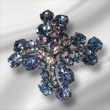 Vintage Juliana D & E Blue And AB Stone Brooch Verified Ref#6394 picture