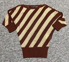 Dolce & Gabbana Brown Beige Striped Knit Top One Size Viscose Made in Italy picture