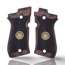 Pistol Grips Fits Beretta® 81 84 85 87 Cheetah Walnut Wood Brass Logo picture