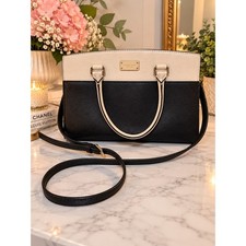 Kate Spade New York Black Cream Colorblock Satchel Shoulder Crossbody Bag picture