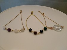 Jewelry Lot Of 3 Bracelets New Adjustable Gold Chain Handmade picture