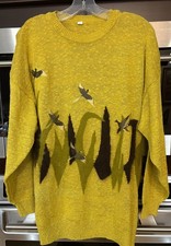 Vintage German European Luxury Sweater Birds over World Embroidered Escada? 1X picture