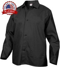Chaqueta de soldadura de tela ignífuga negra, talla única, color negro NUEVO US picture