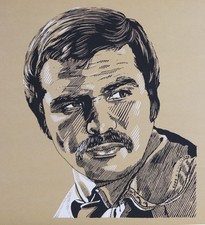 Vintage Burt Reynolds Silkscreen Poster by K. Chillis 1978 • MINT • RARE picture