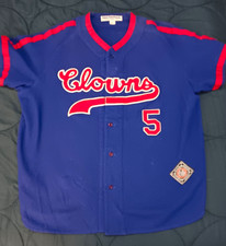 Ebbets Field Flannels Indianapolis Clowns #5 Wool Baseball Jersey Hank Aaron Vtg picture