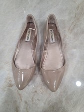 Steve Madden Inna Women's 8 Nude Patent Pointed Toe Ballet Flats Slip On Shoes picture