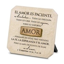 Lighthouse Christian Products Amor (Love) Sandstone 3.75 x 3.75 Cast Stone Br... picture