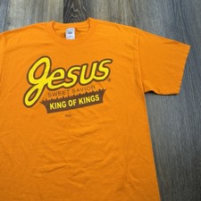 Vintage Jesus Shirt Mens L Orange Sweet Savior King Of Kings Christ Reese Tee picture
