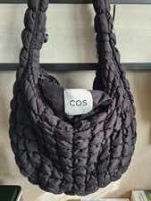 COS Women’s Black Quilted Oversized Crescent Handbag Purse Shoulder Bag picture