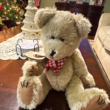 Boyds Bears Riley B. Bean 11-15in Beige Plush Bear Artisan Series Bow Label picture