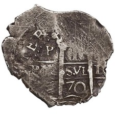 BOLIVIA 1670 AD, Colonial Real Spanish Pirate Cob SILVER Spain Coin, PCGS F12 picture