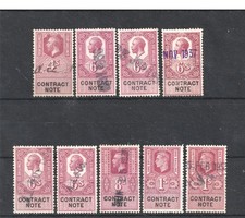 GB KGV and KGVI Contract Note Revenue Stamps 4/-, 6/- and 8/- and 1s KGV Used picture