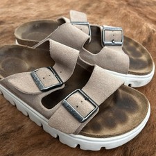 Birkenstock Arizona Papillio Chunky Taupe Suede Leather Regular EU 37 US 6.5 picture