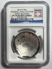 2014 P Baseball Hall of Fame Silver $1 PF 70 ULTRA CAMEO “Early Releases” picture