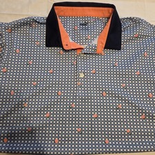 PUMA Pique Gingham Floral Golf Polo Men's XL| White Glow/ Zen Blue Excellent NWT picture
