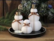 3D Printed Christmas Snowman Set of 3 – Modern White Holiday Decor picture