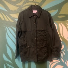 vtg Filson Cotton Work Chore Jacket XL Snaps Front Pockets Dark Green nice picture