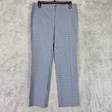 Theory Classic Skinny Pants Womens 6 Blue Plaid Twill Stretch Dress Work USA picture