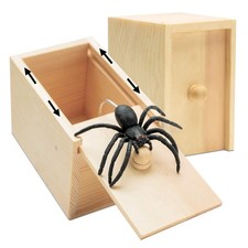 Wooden Prank Spider Scare Box Hidden in Case Trick Play Joke Scarebox Gag Toy picture