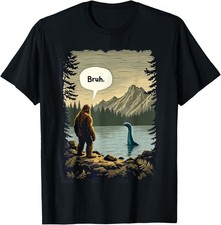 Funny Introvert Bigfoot Sasquatch Loch Ness Monster Bruh T-Shirt S-5XL picture