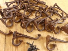 20 Rustic Cast Iron Coat Hat Wall Hooks Restore School Farm Towel Bath Kitchen picture