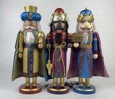 Three Wise Men Magi Nutcracker Wood Set Christmas Decor Nativity picture