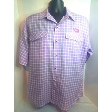 Mojo Sportswear Mens Large Purple Plaid Short Sleeve Fishing Shirt Ventilated picture