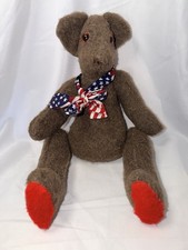 Vtg/Atq 19” Jointed LG Teddy Bear Brown Plush Poseable Arms Legs Estate Find picture
