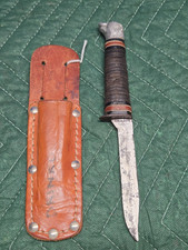 Schrade-Walden 141 Vintage Hunting Fixed Blade Knife, Clip Point, Bear Head picture