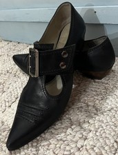 JOHN FLUEVOG Black Truth Pilgrim Victorian Buckle Low Heel Shoes Size 9.5 picture
